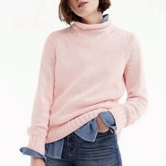 J. Crew Sweaters - J.Crew 1988 Rollneck Pullover Sweater in Light Pink, Cotton Blend Knit, Small